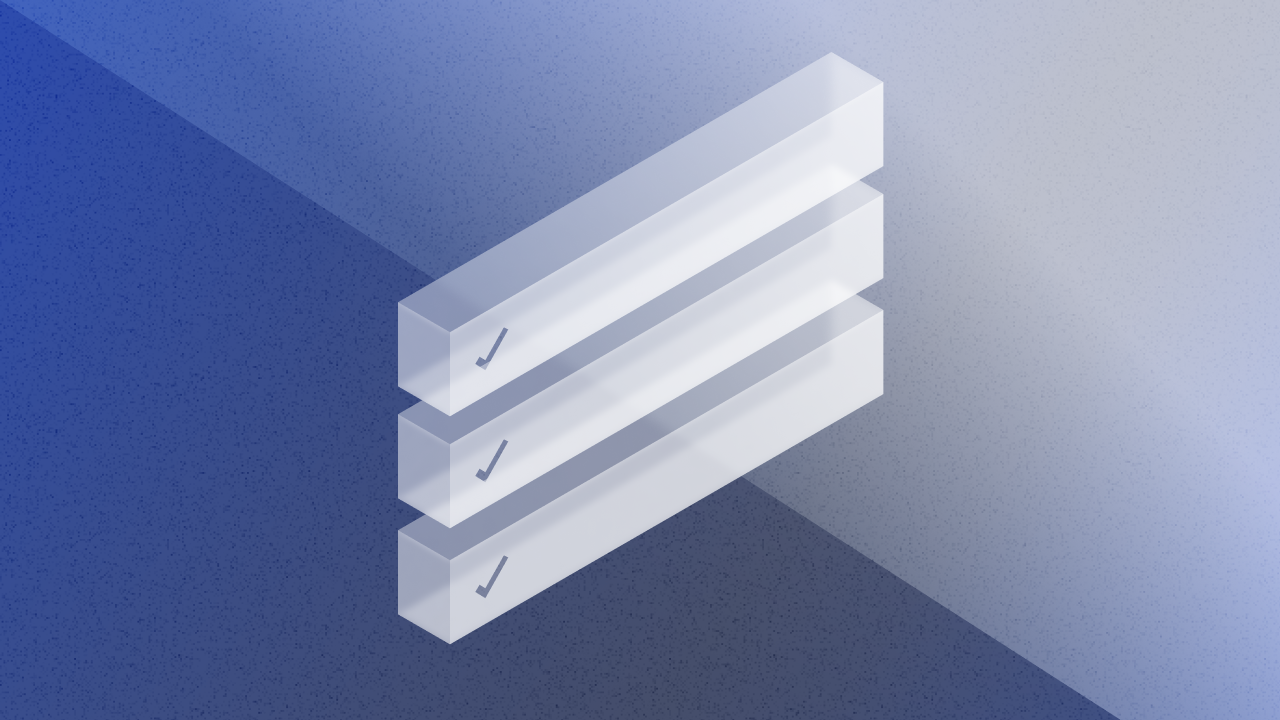 lue and white image of a box featuring three horizontal lines inside it.